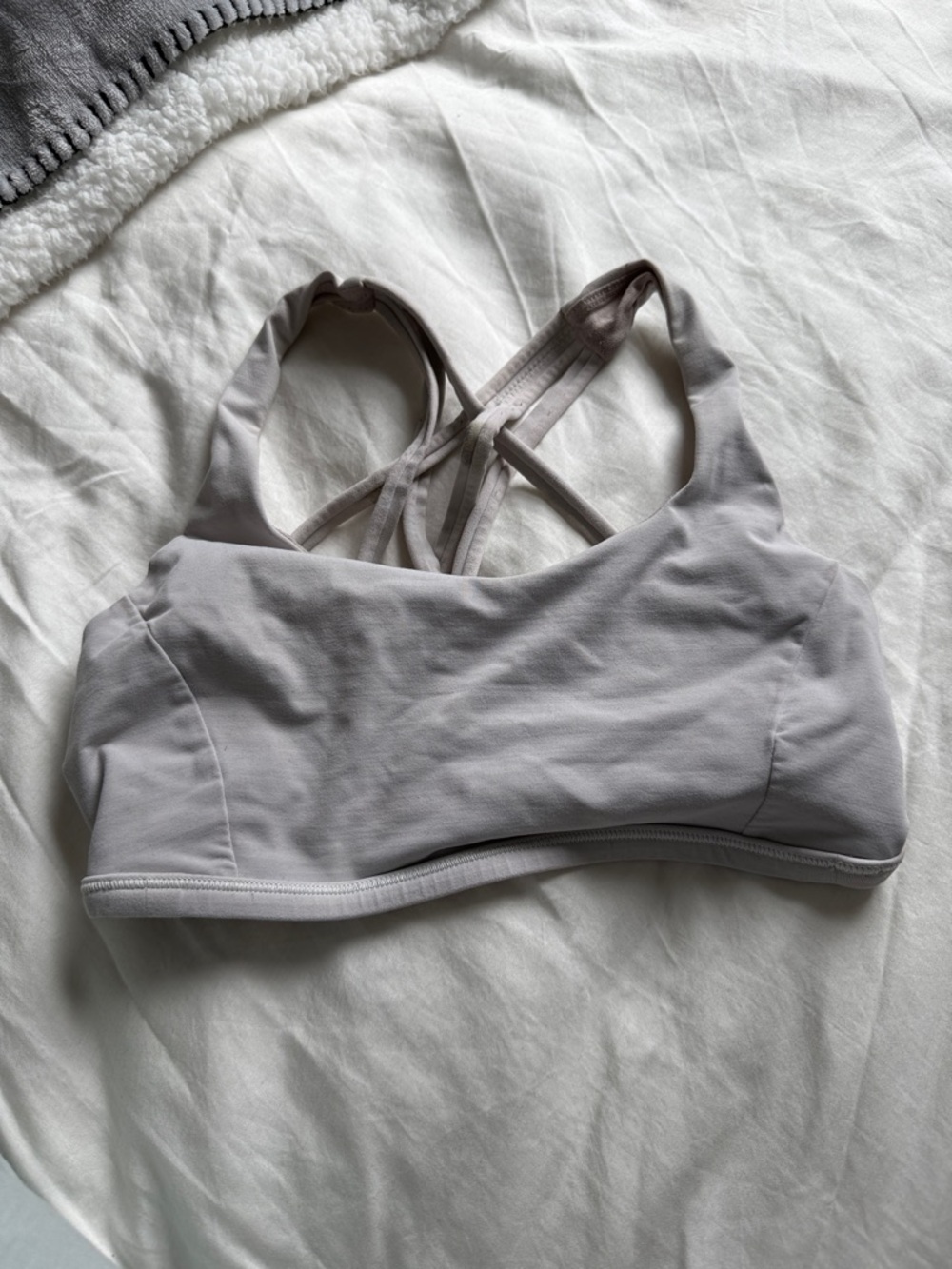 lululemon athletica Light Gray Strappy Cross-Back Sports Bra